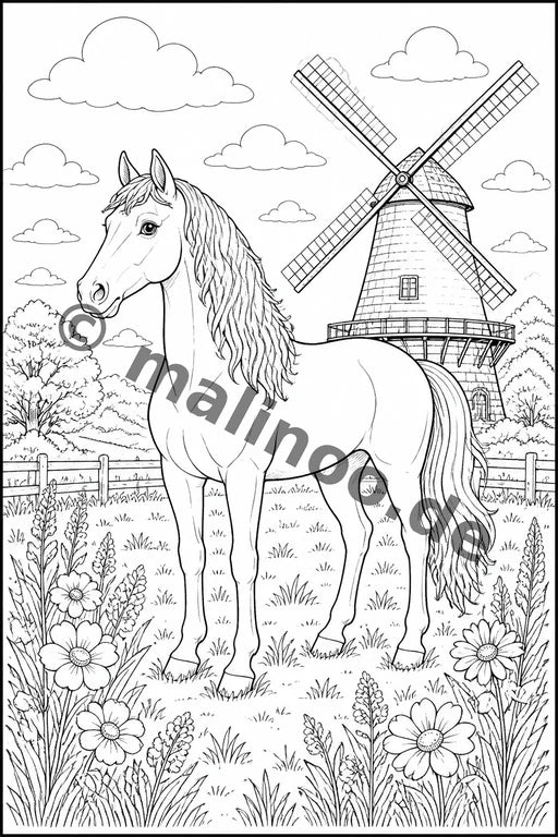 Pferde Malbuch 20 Ausmalbilder PDF Download – Vorschaubild 2