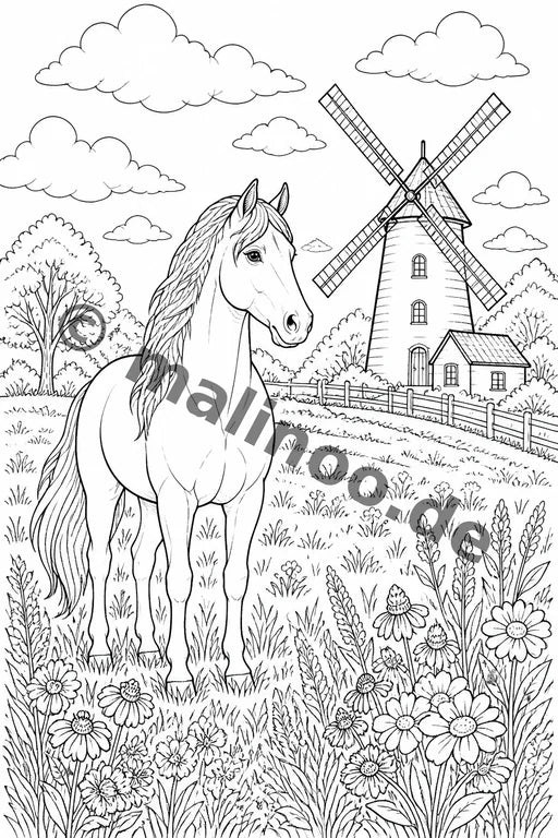 Pferde Malbuch 20 Ausmalbilder PDF Download – Vorschaubild 2