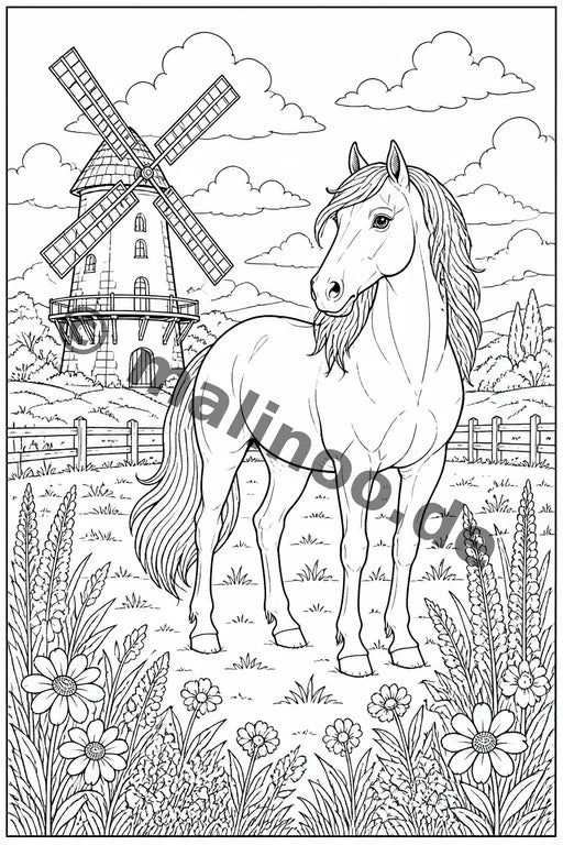 Pferde Malbuch 20 Ausmalbilder PDF Download – Vorschaubild 2