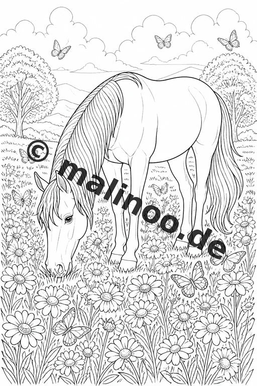 Pferde Malbuch 20 Ausmalbilder PDF Download digital – Vorschaubild 3