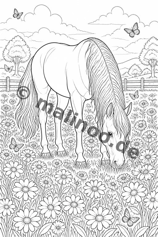 Pferde Malbuch 20 Ausmalbilder PDF Download – Vorschaubild 3