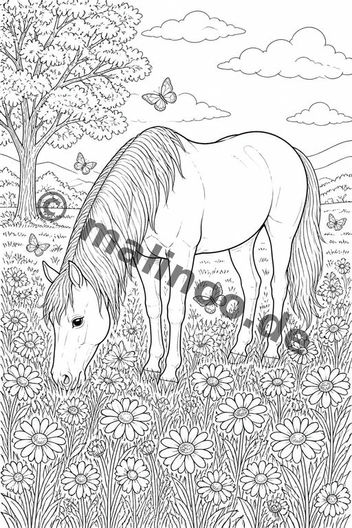 Pferde Malbuch 20 Ausmalbilder PDF Download – Vorschaubild 3
