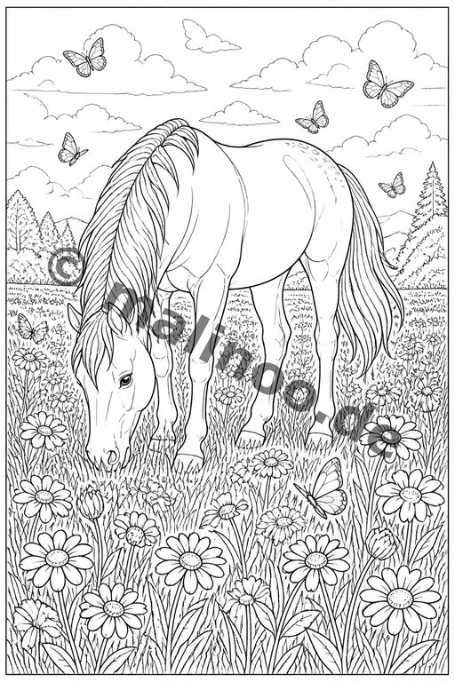 Pferde Malbuch 20 Ausmalbilder PDF Download – Vorschaubild 3