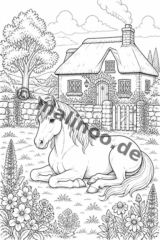 Pferde Malbuch 20 Ausmalbilder PDF Download – Vorschaubild 4