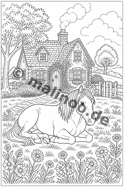 Pferde Malbuch 20 Ausmalbilder PDF Download – Vorschaubild 4