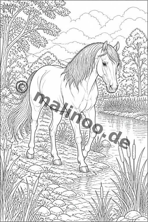 Pferde Malbuch 20 Ausmalbilder gedruckt+gebunden – Vorschaubild 7