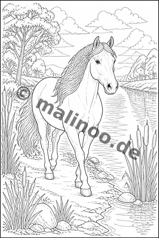 Pferde Malbuch 20 Ausmalbilder gedruckt+gebunden – Vorschaubild 7