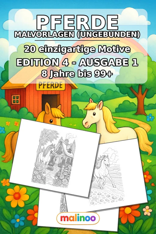 Pferde Malbuch 20 Ausmalbilder gedruckt+lose – Cover