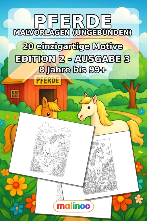 Pferde Malbuch 20 Ausmalbilder gedruckt+lose – Cover