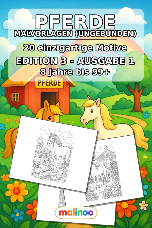 Pferde Malbuch 20 Ausmalbilder gedruckt+lose – Cover