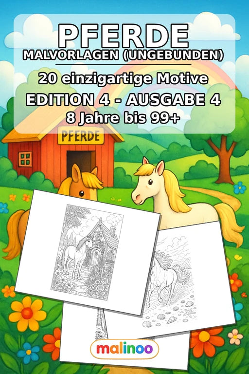 Pferde Malbuch 20 Ausmalbilder gedruckt+lose – Cover