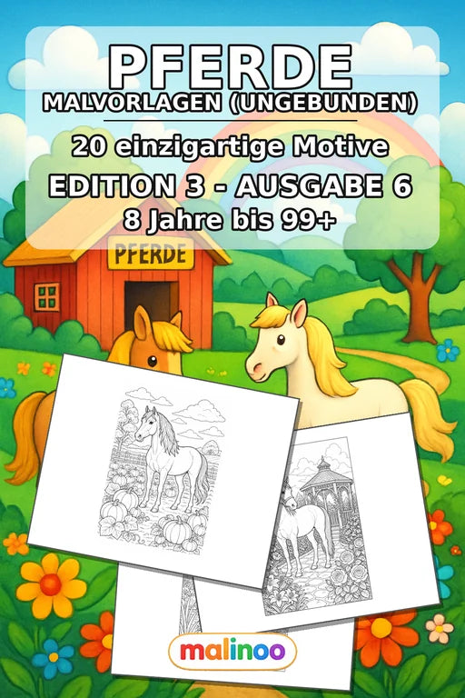Pferde Malbuch 20 Ausmalbilder gedruckt+lose – Cover