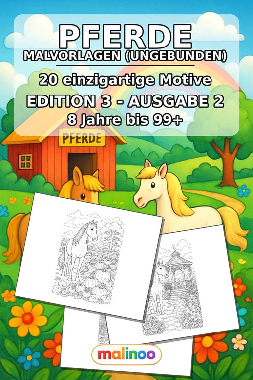 Pferde Malbuch 20 Ausmalbilder gedruckt+lose – Cover