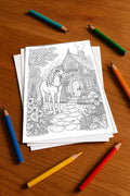 Pferde Malbuch 20 Ausmalbilder gedruckt, ungebunden – Mockup-Ansicht