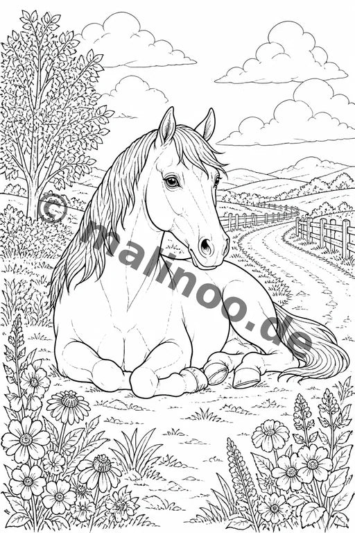 Pferde Malbuch 20 Ausmalbilder gedruckt+lose – Vorschaubild 6