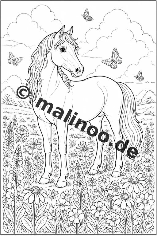 Pferde Malbuch 50 Ausmalbilder PDF Download digital – Vorschaubild 1
