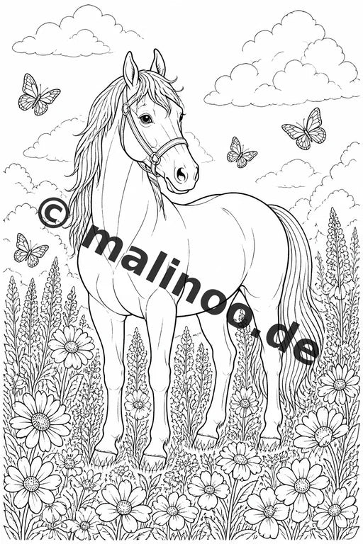 Pferde Malbuch 50 Ausmalbilder PDF Download digital – Vorschaubild 1