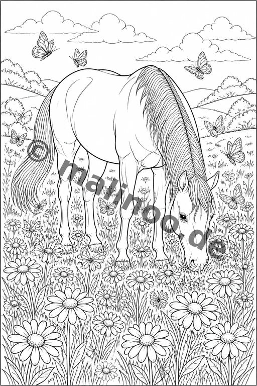 Pferde Malbuch 50 Ausmalbilder PDF Download – Vorschaubild 3