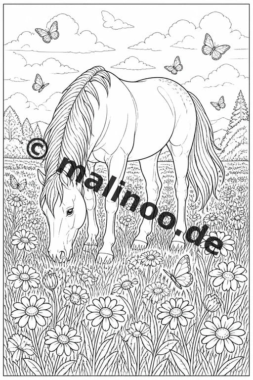 Pferde Malbuch 50 Ausmalbilder PDF Download digital – Vorschaubild 3
