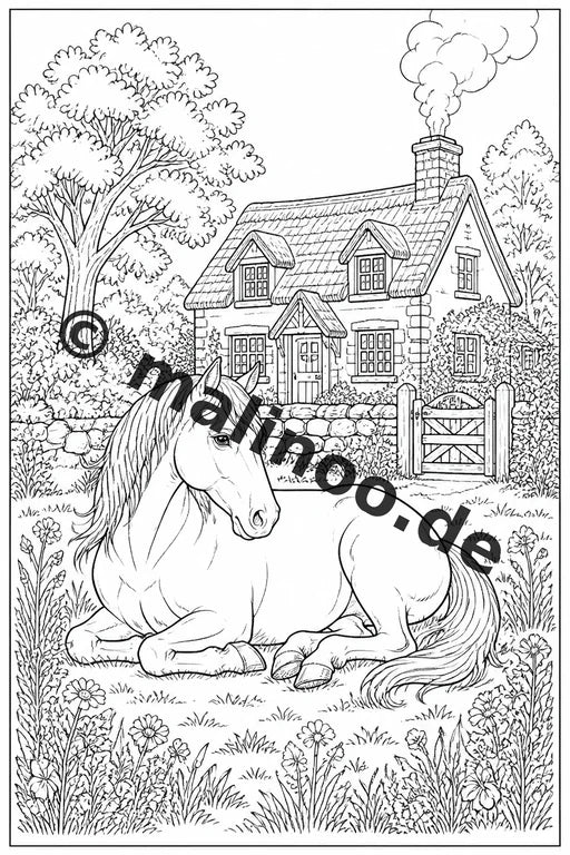 Pferde Malbuch 50 Ausmalbilder PDF Download digital – Vorschaubild 4