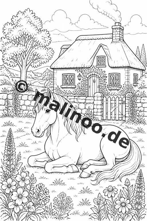 Pferde Malbuch 50 Ausmalbilder PDF Download digital – Vorschaubild 4