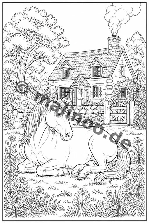 Pferde Malbuch 50 Ausmalbilder PDF Download – Vorschaubild 4