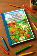 Pferde Malbuch 50 Ausmalbilder gedruckt+gebunden – Mockup-Ansicht