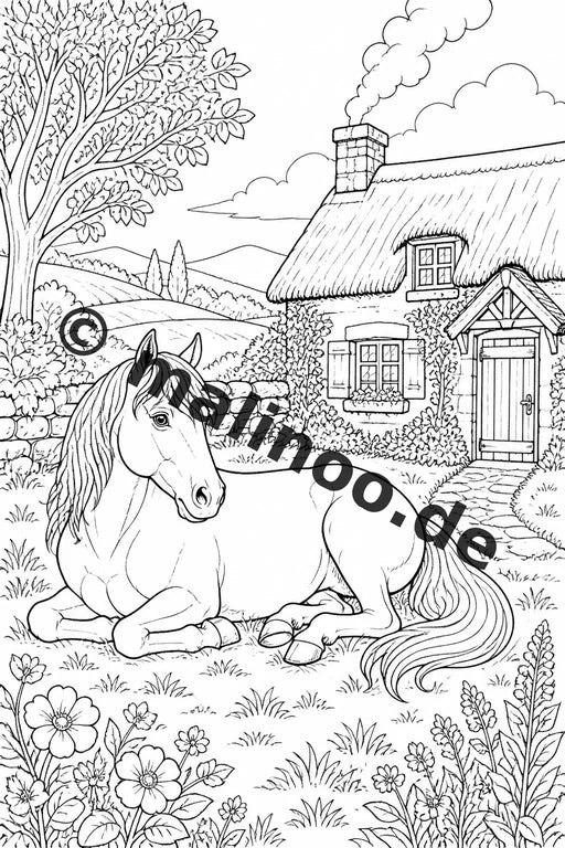 Pferde Malbuch 50 Ausmalbilder gedruckt und gebunden – Vorschaubild 4