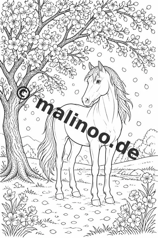 Pferde Malbuch 50 Ausmalbilder gedruckt und gebunden – Vorschaubild 5