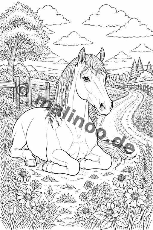Pferde Malbuch 50 Ausmalbilder gedruckt+gebunden – Vorschaubild 6