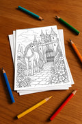 Pferde Malbuch 50 Ausmalbilder gedruckt, ungebunden – Mockup-Ansicht