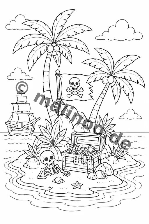Piraten Malbuch 100 Ausmalbilder gedruckt+gebunden – Vorschaubild 9