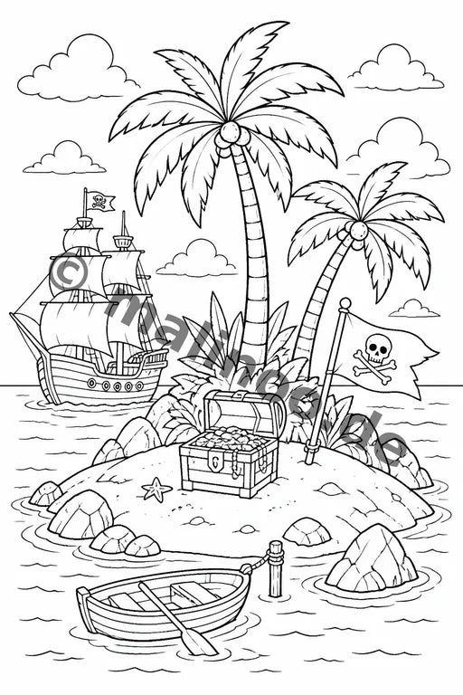 Piraten Malbuch 100 Ausmalbilder gedruckt+gebunden – Vorschaubild 9