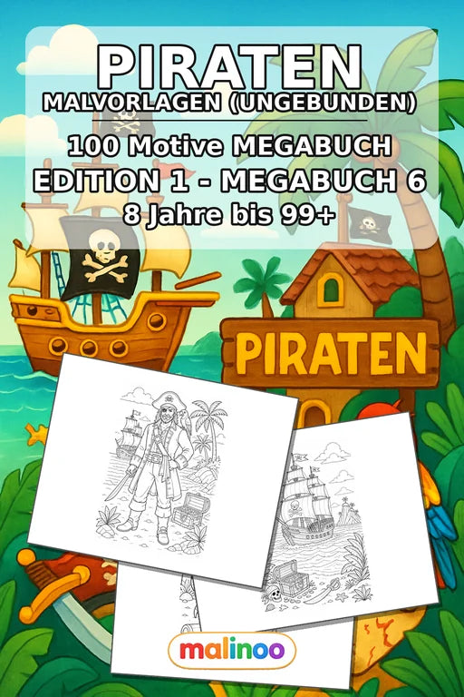 Piraten Malbuch 100 Ausmalbilder gedruckt+lose – Cover
