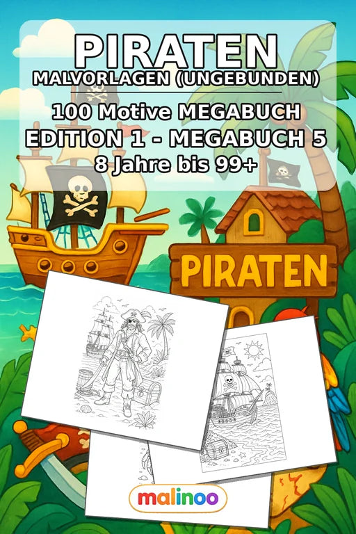 Piraten Malbuch 100 Ausmalbilder gedruckt+lose – Cover