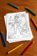 Piraten Malbuch 100 Ausmalbilder gedruckt, ungebunden – Mockup-Ansicht