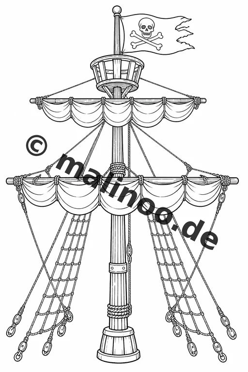 Piraten Malbuch 20 Ausmalbilder PDF Download digital – Vorschaubild 5