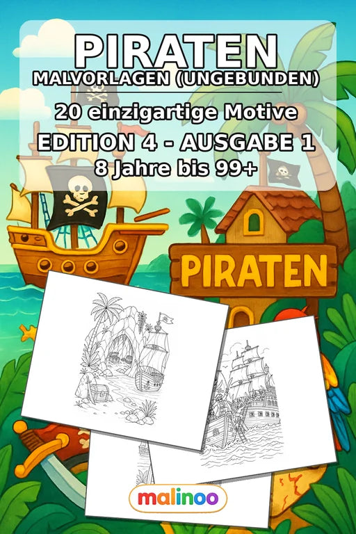 Piraten Malbuch 20 Ausmalbilder gedruckt+lose – Cover