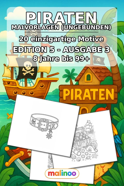 Piraten Malbuch 20 Ausmalbilder gedruckt+lose – Cover