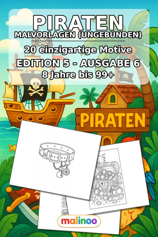 Piraten Malbuch 20 Ausmalbilder gedruckt+lose – Cover