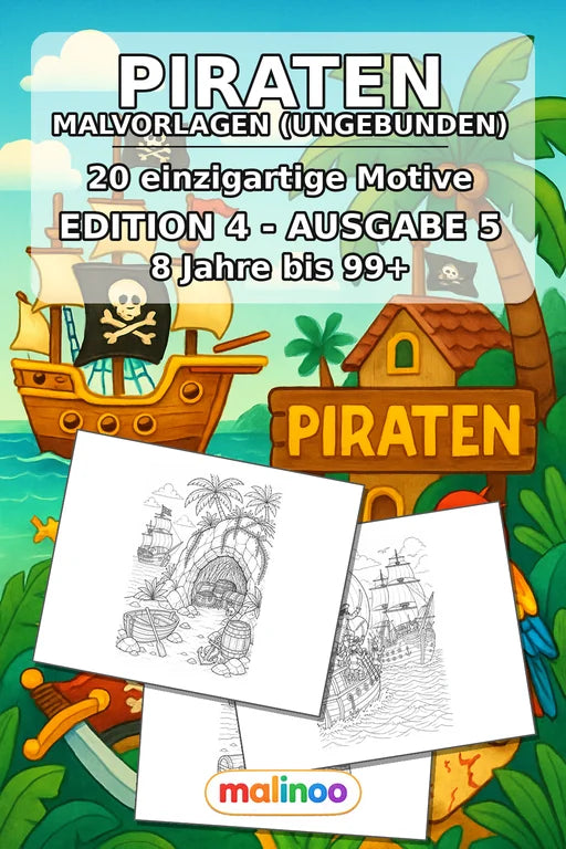 Piraten Malbuch 20 Ausmalbilder gedruckt+lose – Cover