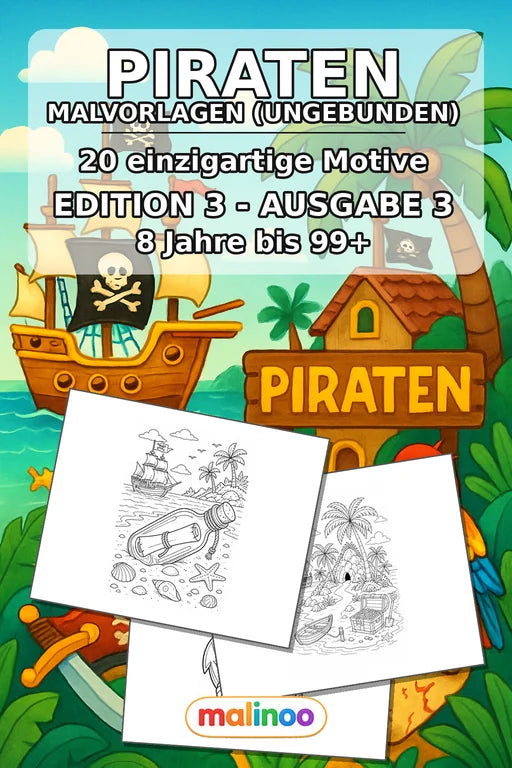 Piraten Malbuch 20 Ausmalbilder gedruckt+lose – Cover