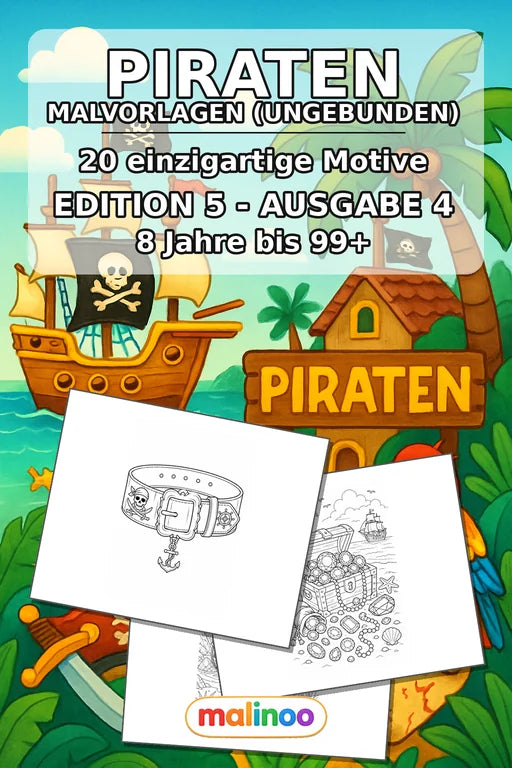 Piraten Malbuch 20 Ausmalbilder gedruckt+lose – Cover