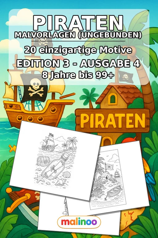 Piraten Malbuch 20 Ausmalbilder gedruckt+lose – Cover