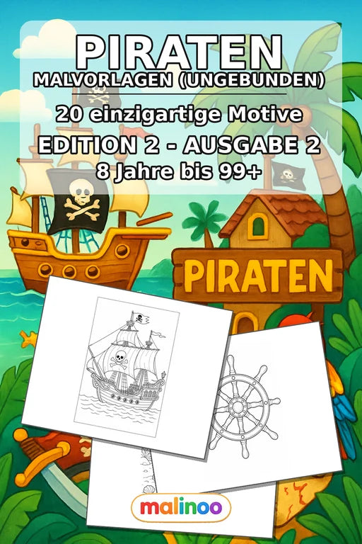 Piraten Malbuch 20 Ausmalbilder gedruckt+lose – Cover