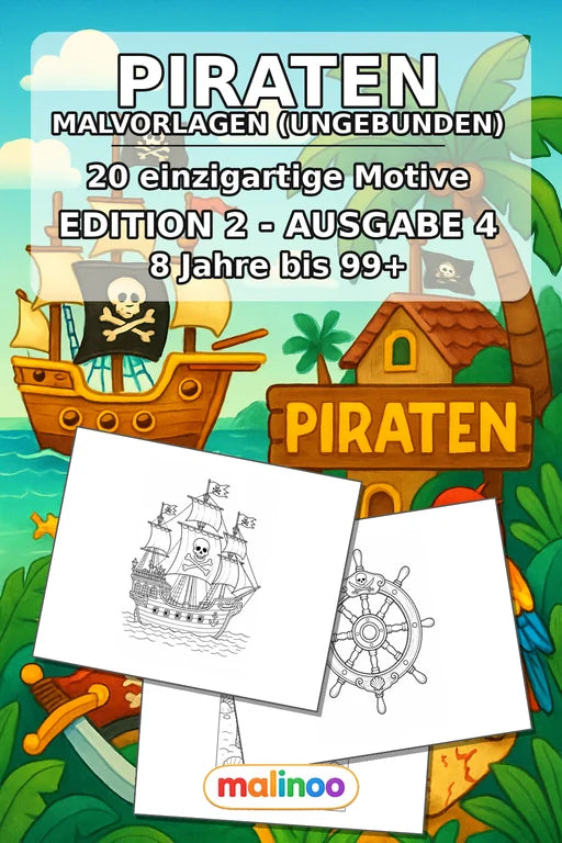 Piraten Malbuch 20 Ausmalbilder gedruckt+lose – Cover