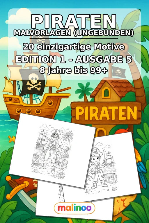Piraten Malbuch 20 Ausmalbilder gedruckt+lose – Cover