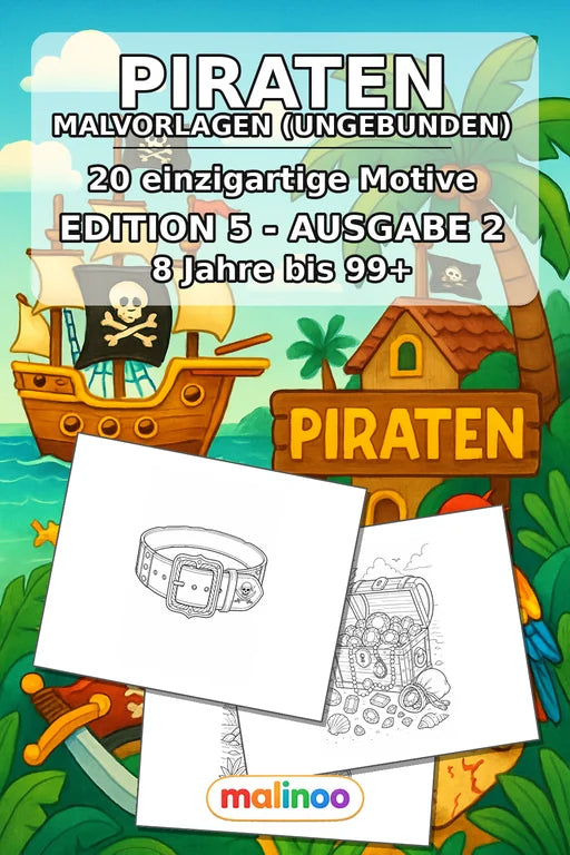 Piraten Malbuch 20 Ausmalbilder gedruckt+lose – Cover