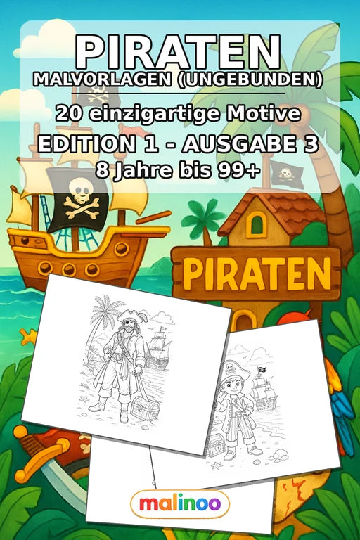 Piraten Malbuch 20 Ausmalbilder gedruckt+lose – Cover