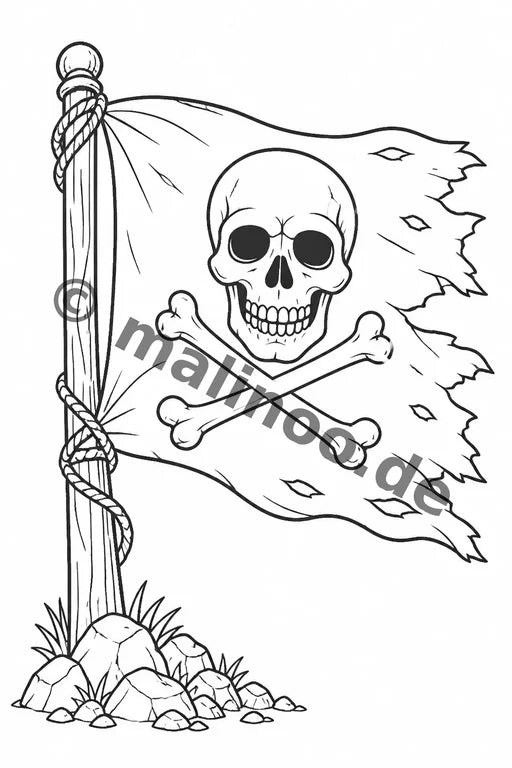 Piraten Malbuch 20 Ausmalbilder gedruckt+lose – Vorschaubild 4